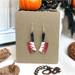 Bloody Butcher Knife Earrings, Halloween Earrings, Halloween Horror Earrings