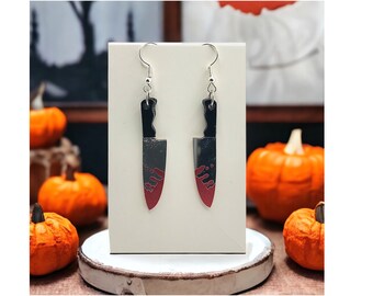 Bloody Knife Earrings, Halloween Earrings, Halloween Horror Earrings