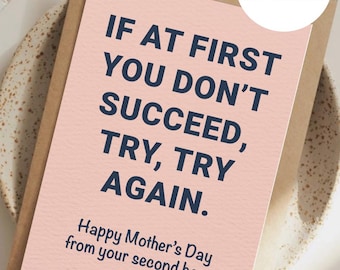 Tarjeta sarcástica del Día de la Madre, de la hija menor, regalo de la segunda hija, broma madre-hija, PDF digital para madres-hijas, archivo para imprimir en casa.