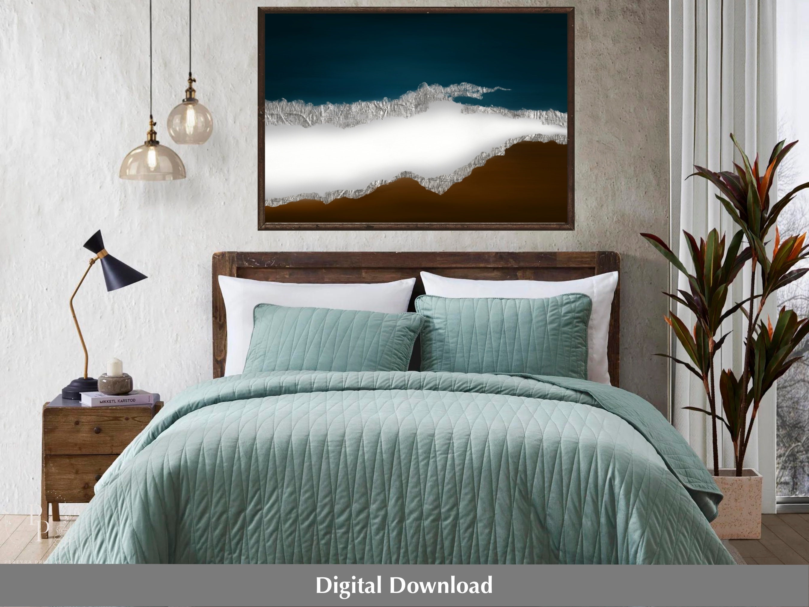 Blue and Brown Wall Art Printable Art Abstract Wall Art - Etsy