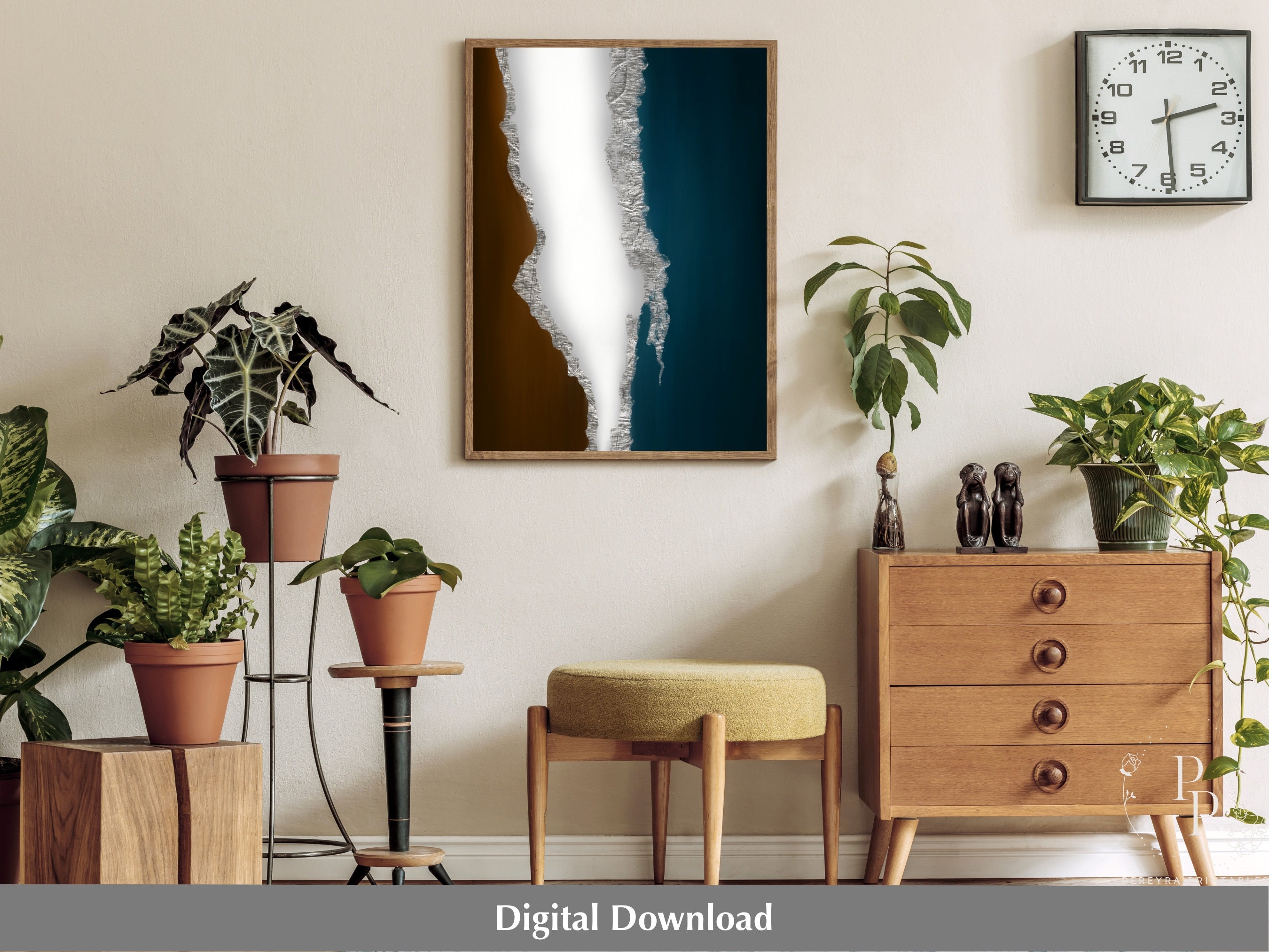Blue and Brown Wall Art Printable Art Abstract Wall Art - Etsy