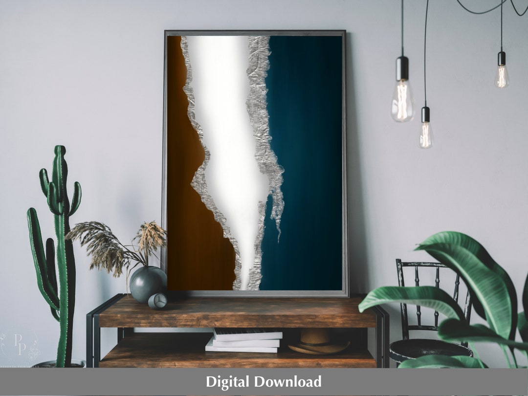 Blue and Brown Wall Art Printable Art Abstract Wall Art - Etsy