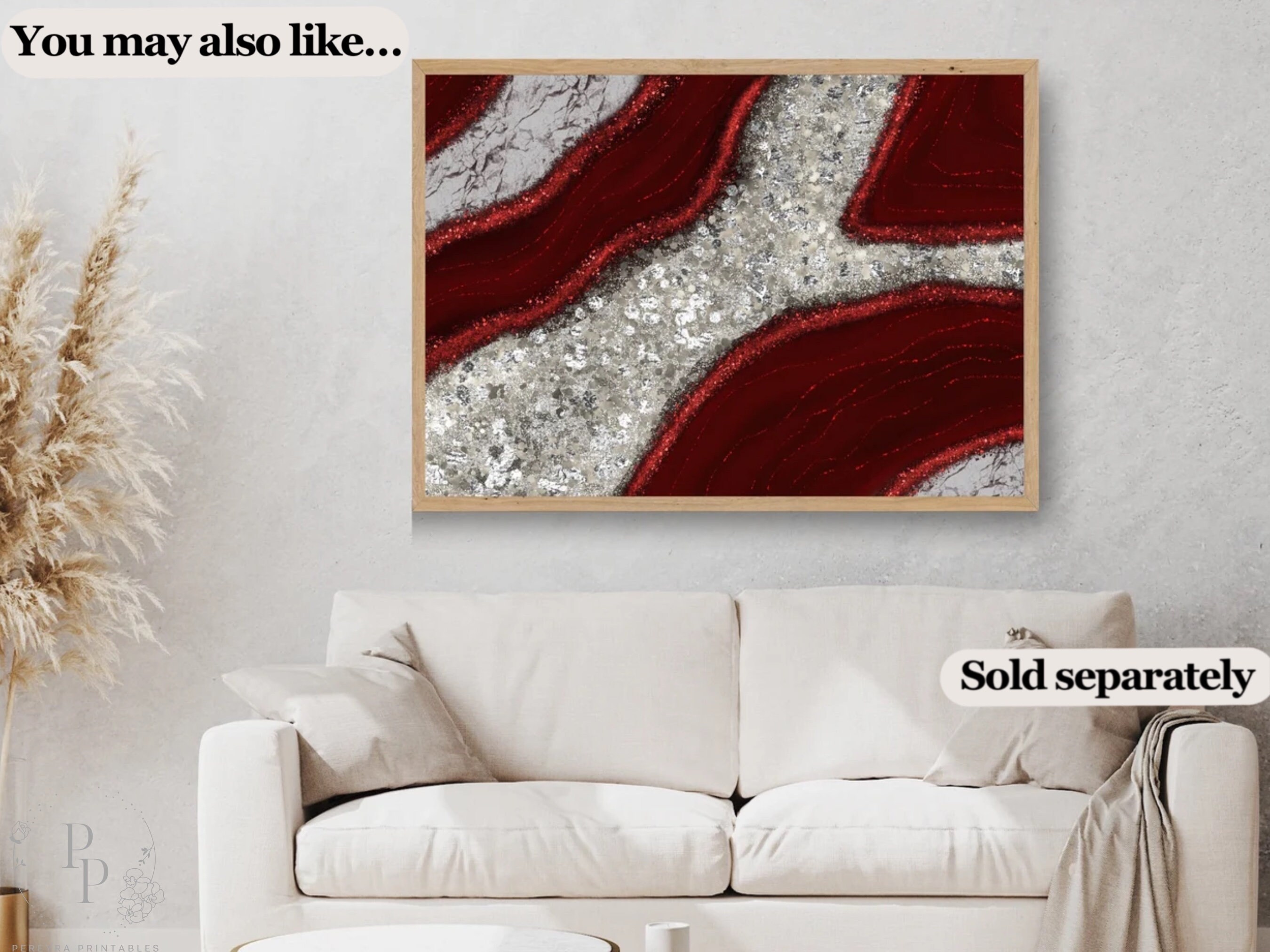 Burgundy and Gold Art, Set of 2, Printable Wall Art, 2 Piece Wall Art ...