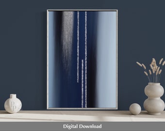 Navy blue and silver abstract, printable wall art, elegant wall decor, minimalist abstract, modern minimalist, affordable art