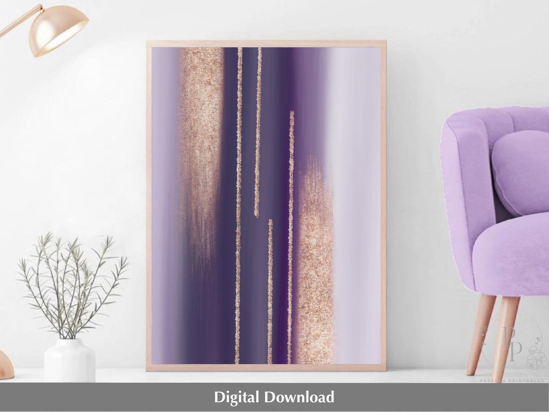 Purple and Gold Wall Art Abstract Printable Wall Art Violet Etsy