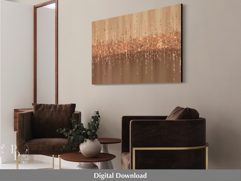 Brown and Gold Abstract, Printable Wall Art, Digital Crushed Glass