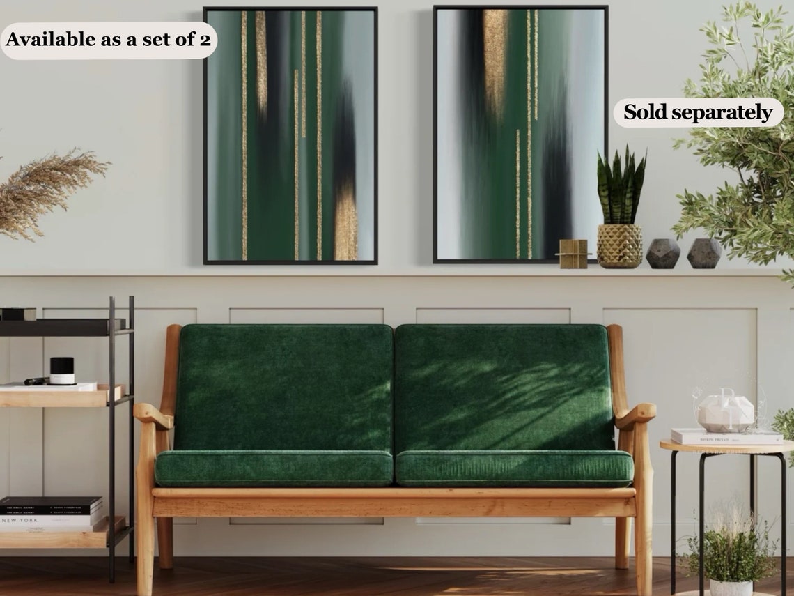Emerald Green Wall Art, Emerald and Gold Abstract, Printable Wall Art