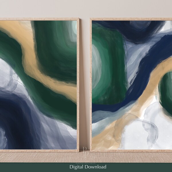 Blue Green Wall Art Etsy