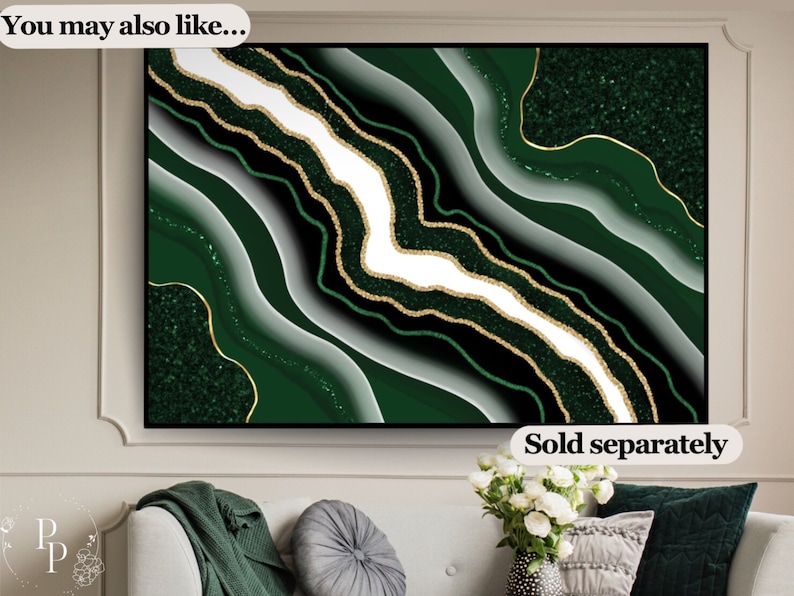 Emerald Green Wall Art, Emerald and Gold Abstract, Printable Wall Art, Modern Minimalist, Above