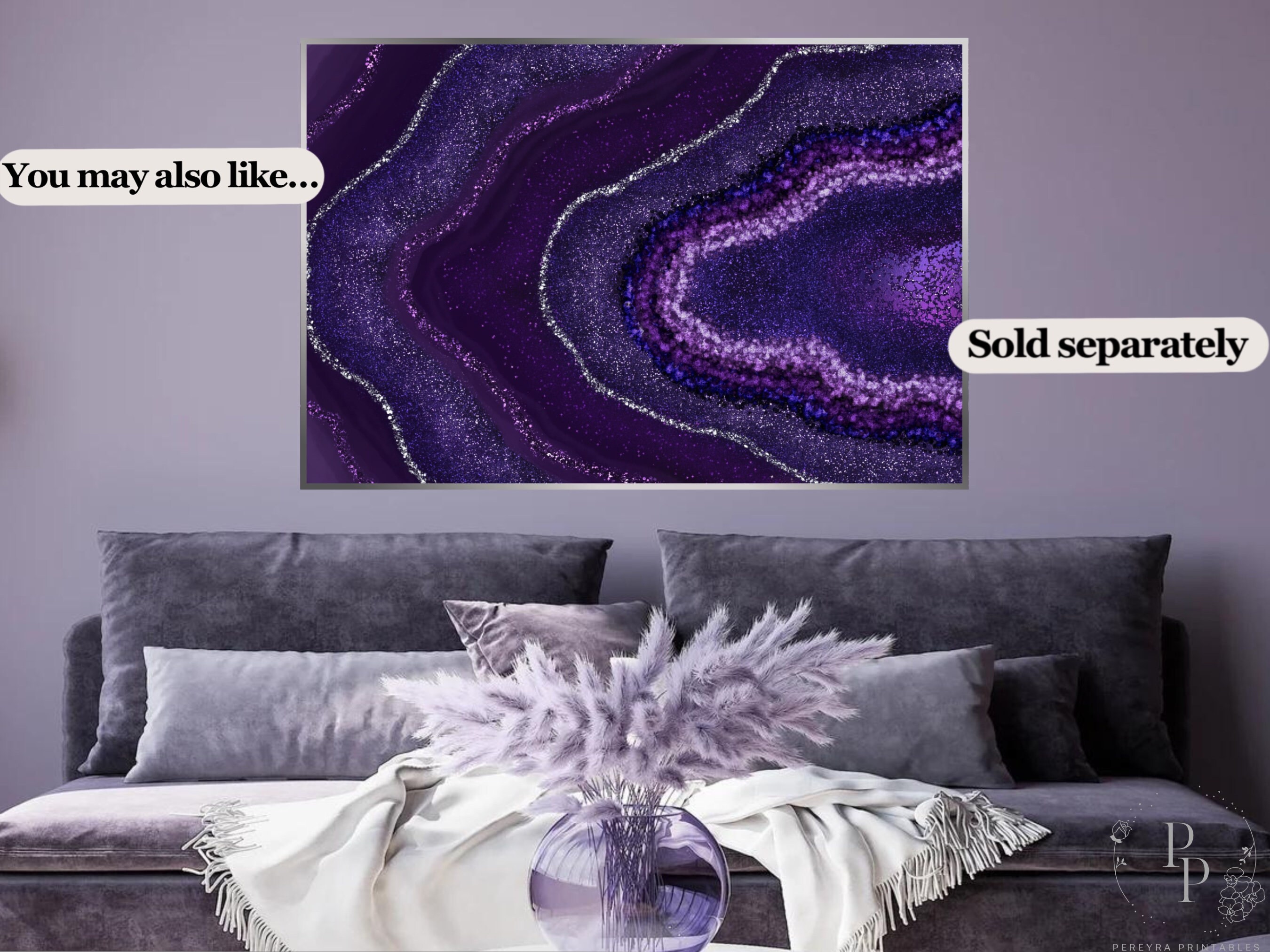 Purple and Blue Art Geode Printable Wall Art Geode Print - Etsy