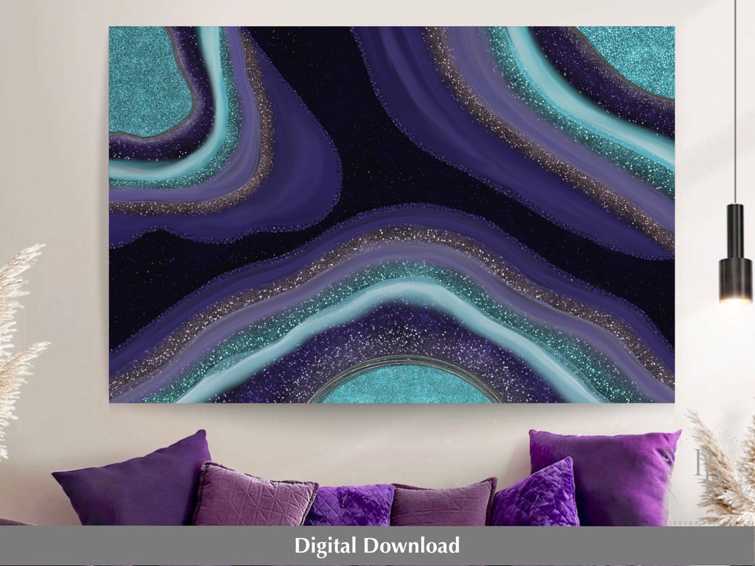 Purple and Blue Art Geode Printable Wall Art Geode Print - Etsy