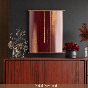 Burgundy and Gold Abstract, Printable Wall Art, Modern Minimalist ...