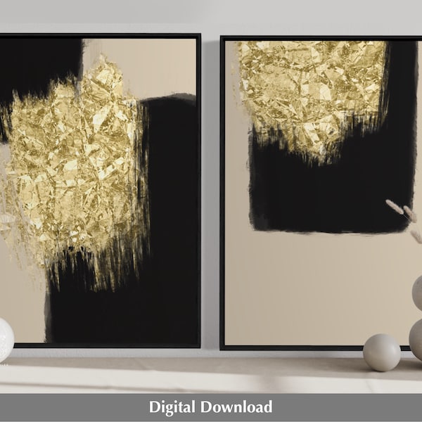 Black and Gold Wall Art for Office Etsy