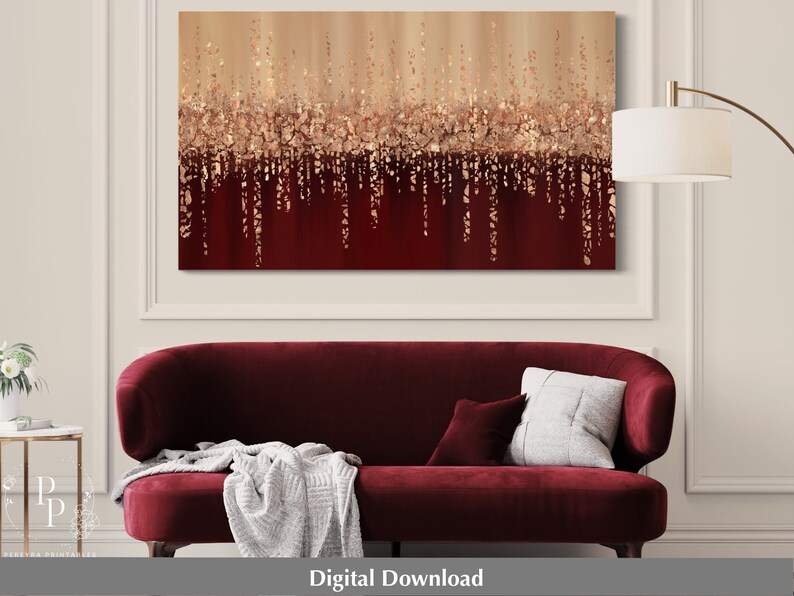 Burgundy and Gold Art Large Digital Crushed Glass Printable - Etsy