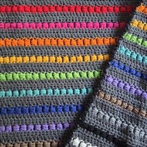 Rainbow Stripes Crochet Blanket Pattern | Easy Modern Throw with Colorful Stripes