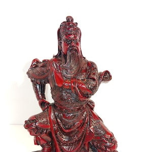 Chinese Resin Carving Guan Gong/Guan Yu/Guan Yun Dragon Warrior Statue