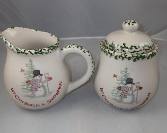 Vintage 90's "We Can Build A Snowman" Cream And Sugar