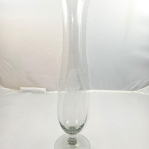 Delicate Clear Glass Vase With Etched Grape And Vine Design