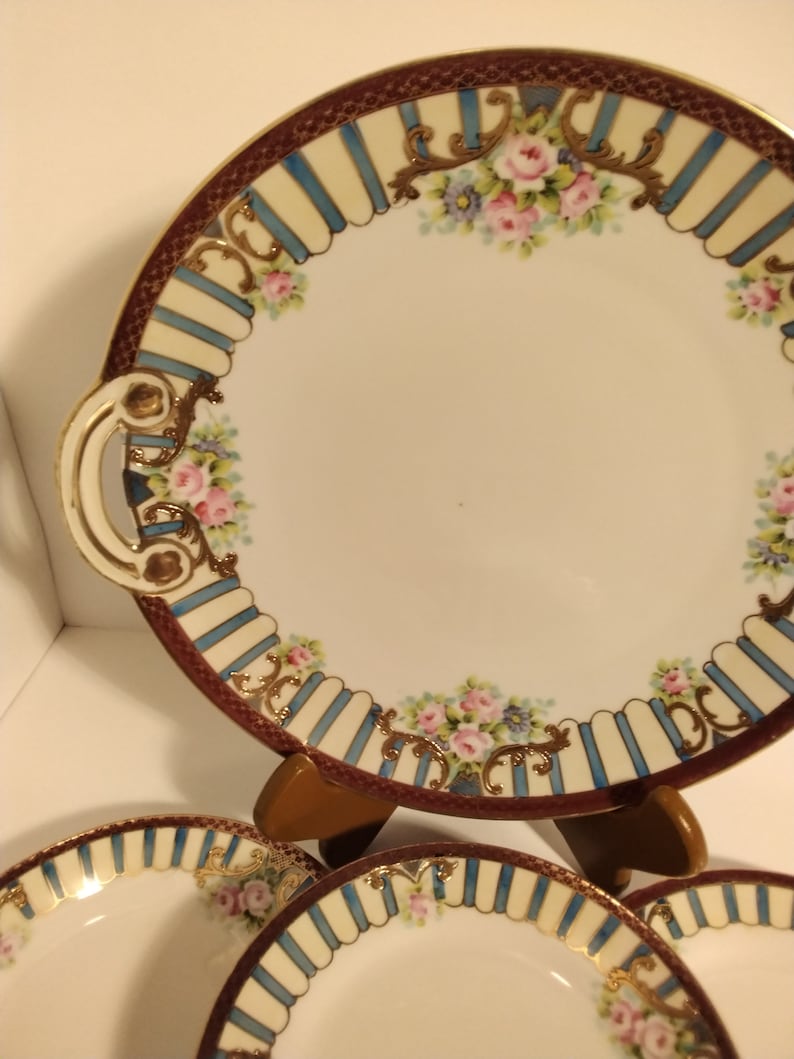 1940's Noritake Blue and Gold Floral Design Serving - Etsy