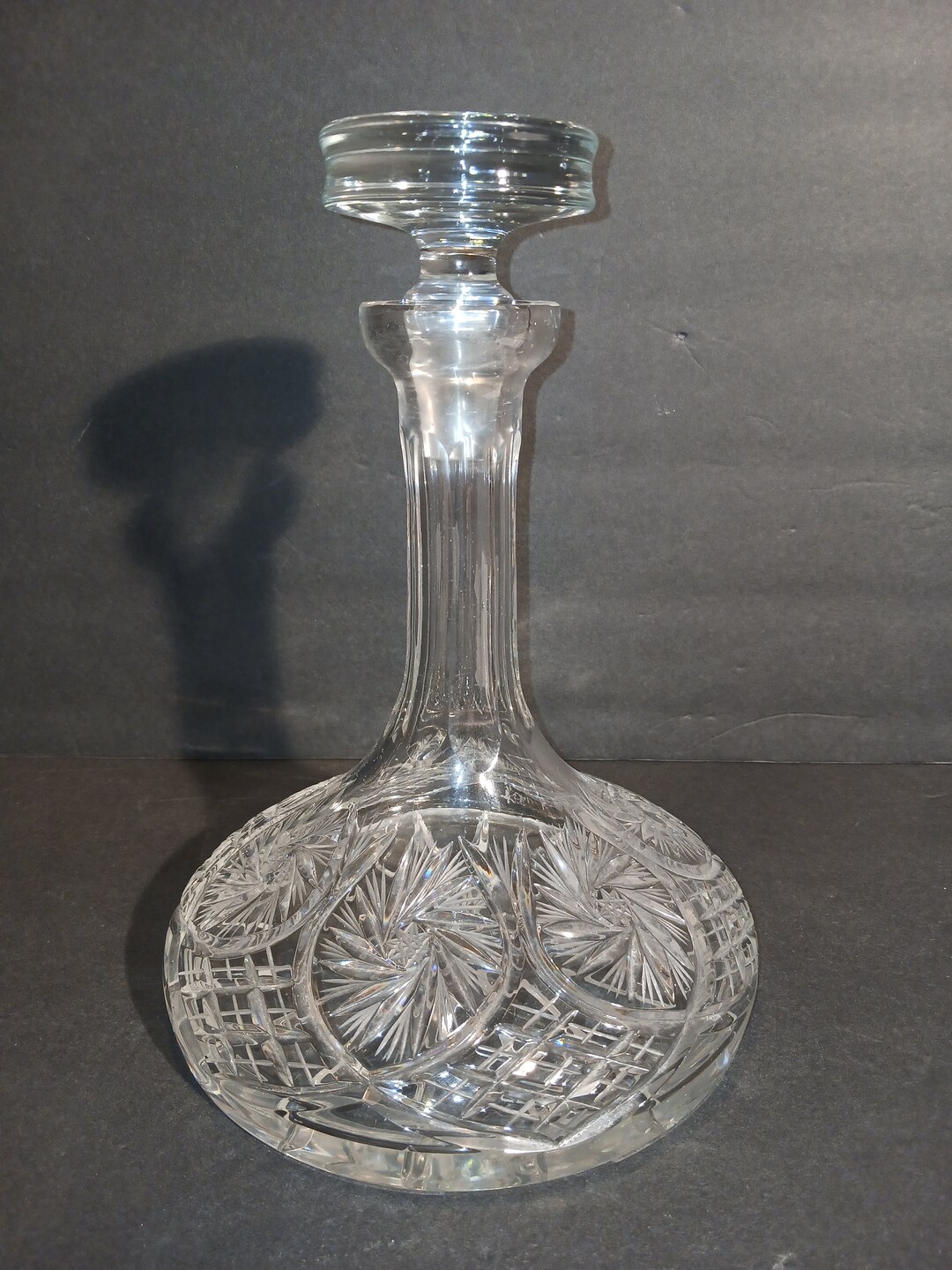 Vintage Crystal Ship Decanter -- Star/pinwheel Design - Etsy