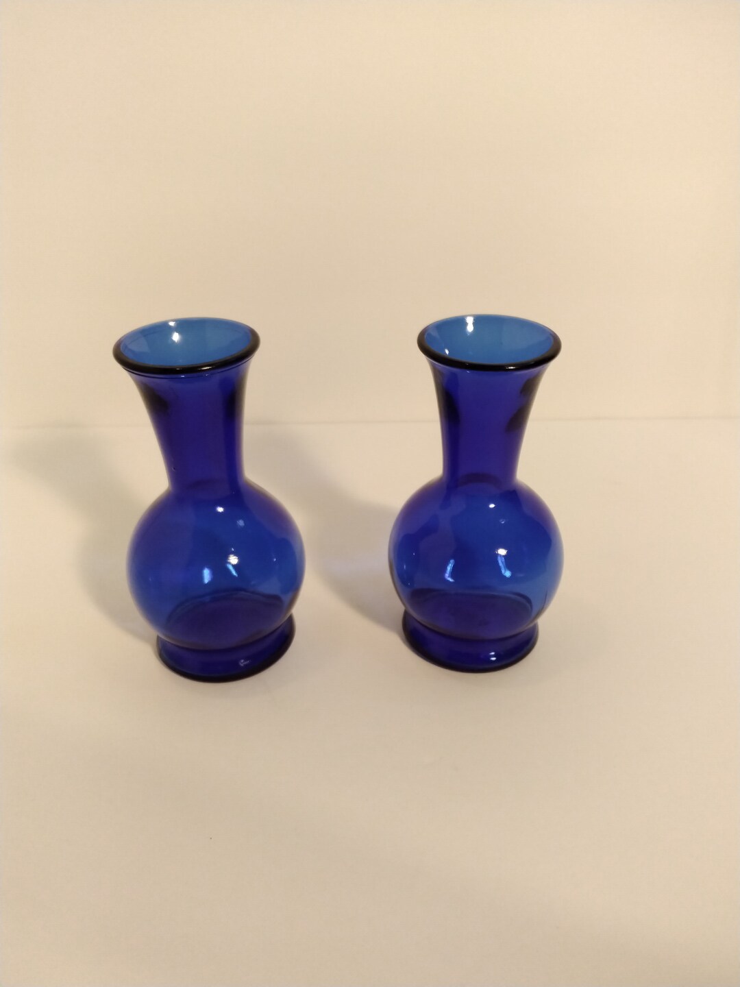 Pair of Small Vintage Cobalt Blue Bud Vases Etsy