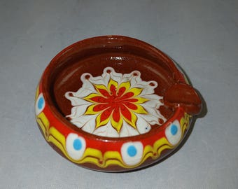 Ceramic Hand Painted Ashtray - Traditional Bulgarian Pottery