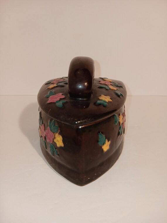 Vintage Made In Japan Clay Iron Shaped Lidded Box - image 2