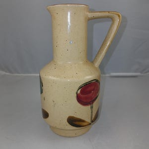 Vintage Small Ceramic Pitcher -- Floral Design