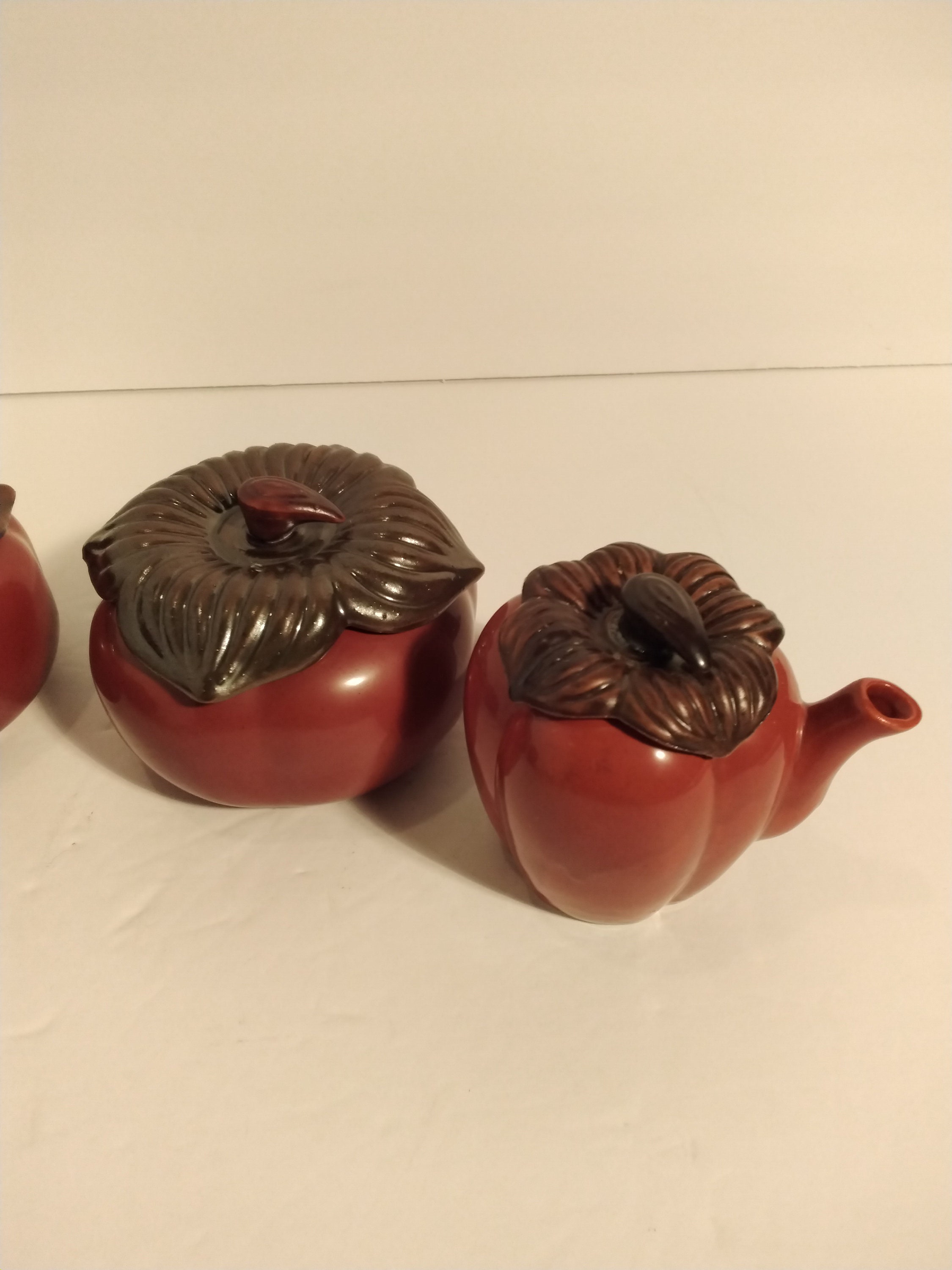 Rare Japanese Condiment/ Tea Set 4 Pc -- Persimmon or Tomato - Etsy