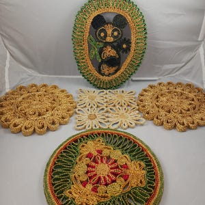 Raffia Straw Trivet Hot Pads -- Straw/Wicker -- 5 pcs