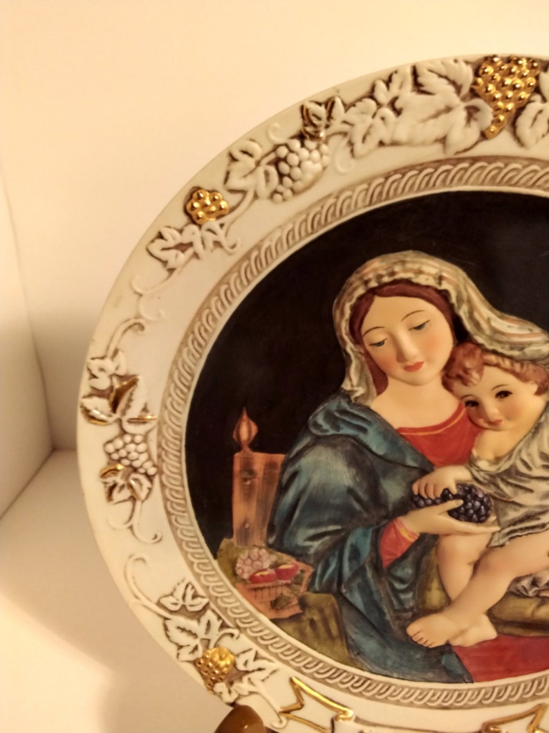 Ceramica Excelsis 1980 madonna With Grapes Etsy