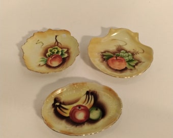 Vintage Enesco E1422 Made In Japan Hand Painted Trinket Dishes -- 3pcs