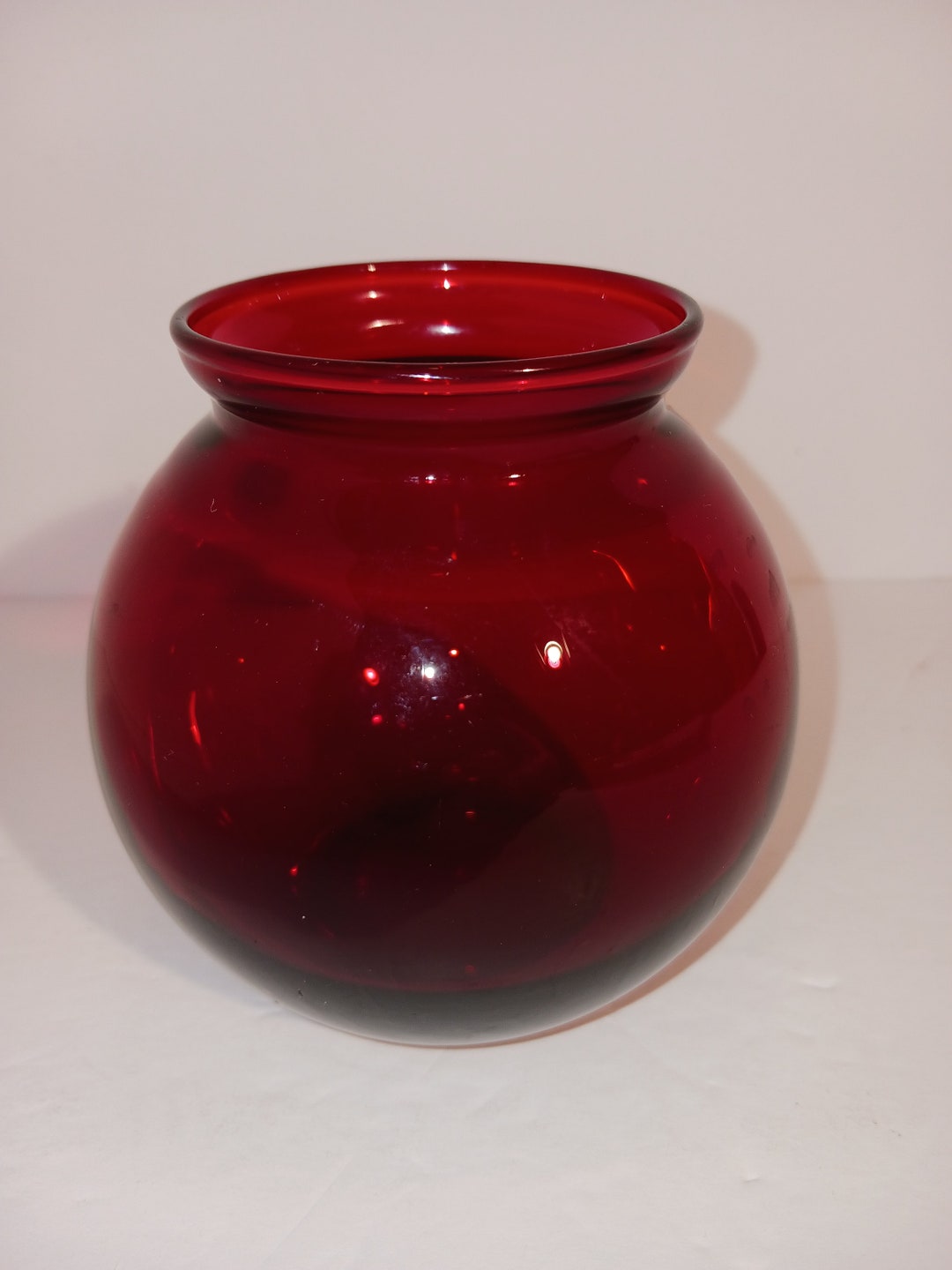 Vintage Royal Ruby Red Glass Bowl Candle Holder Etsy