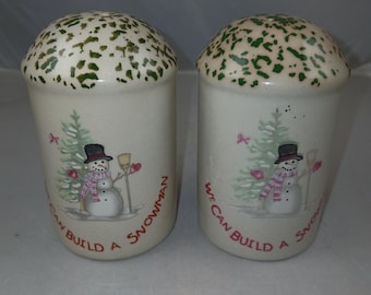 Vintage 90's "We Can Build A Snowman" Salt And Pepper Shakers