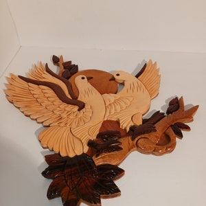 Intarsia Doves -- Wooden Hand Made