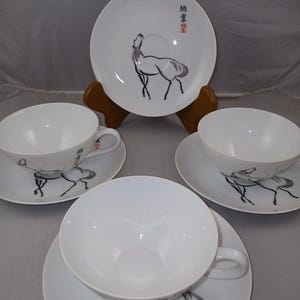 Jingdezhen Hand Painted Porcelain Tea Cup And Saucers -- 7pcs