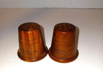 Vintage Wooden Salt And Pepper Shakers -- Pikes Peak