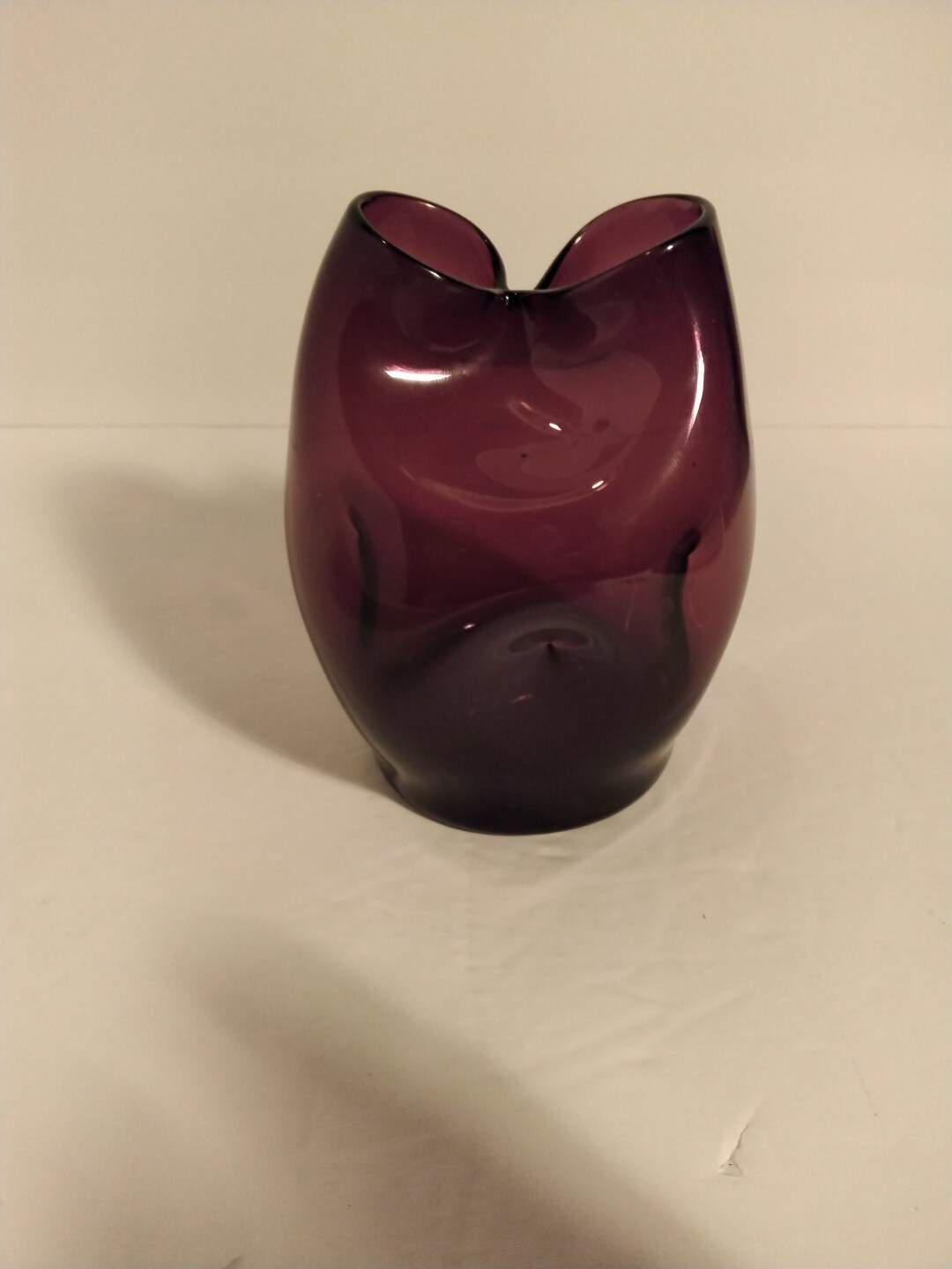 Blenko Glass Co. Pinch Vase Dark Purple Mid Century Etsy