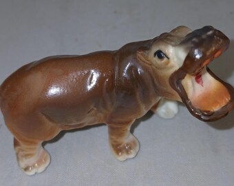 Vintage Porcelain Miniature Hippo
