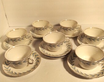 Derwood W.S. George -- Unknown Pattern -- 14pc Cup And Saucer Set