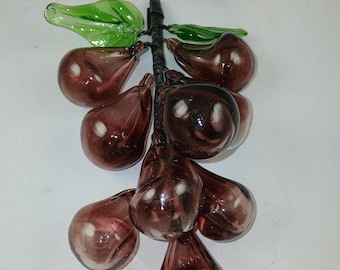 Vintage Italian Art Glass Dark smokey Purple Grape Cluster