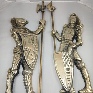 MCM Cast Metal Norleans Medieval Knight Wall Hangings - 2pcs
