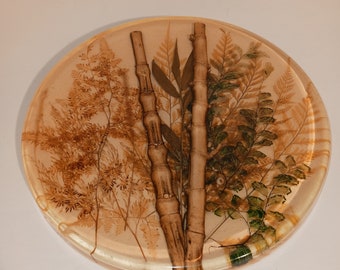 MCM Lucite Bamboo And Fern Trivet