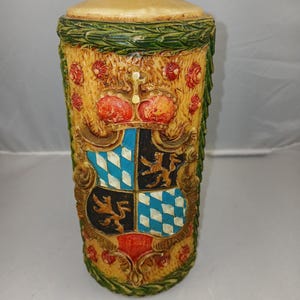 MCM Carved And Painted Candle -- Coat Of Arms