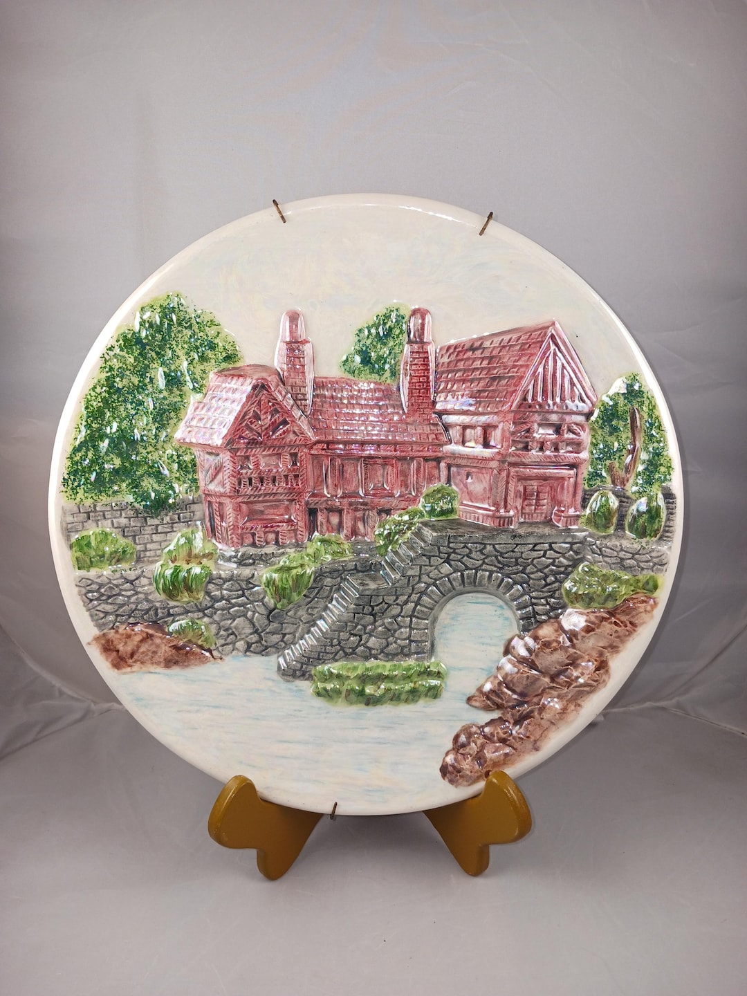 Vintage Ceramic Wall Art Plate Hand Painted - Etsy