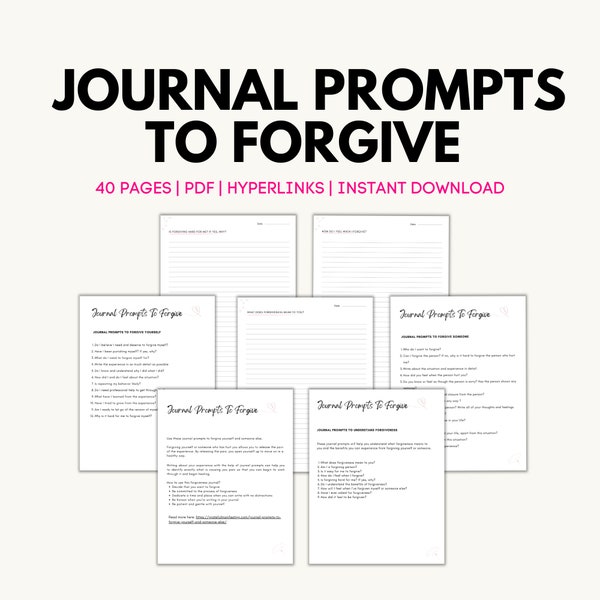 Journal Prompts To Forgive | Forgiveness Therapy Workbook | Letting Go Workbook | Healing Hurt Worksheets
