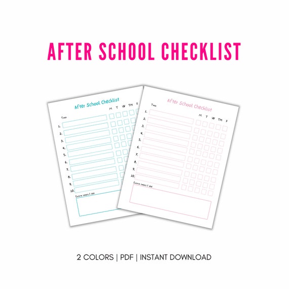 After School Checklist | After School To Do List | Student Checklist | Kids Checklist