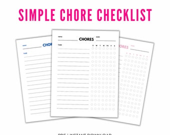 Printable Chore Checklist | Daily To Do Checklist | Weekly To Do Checklist