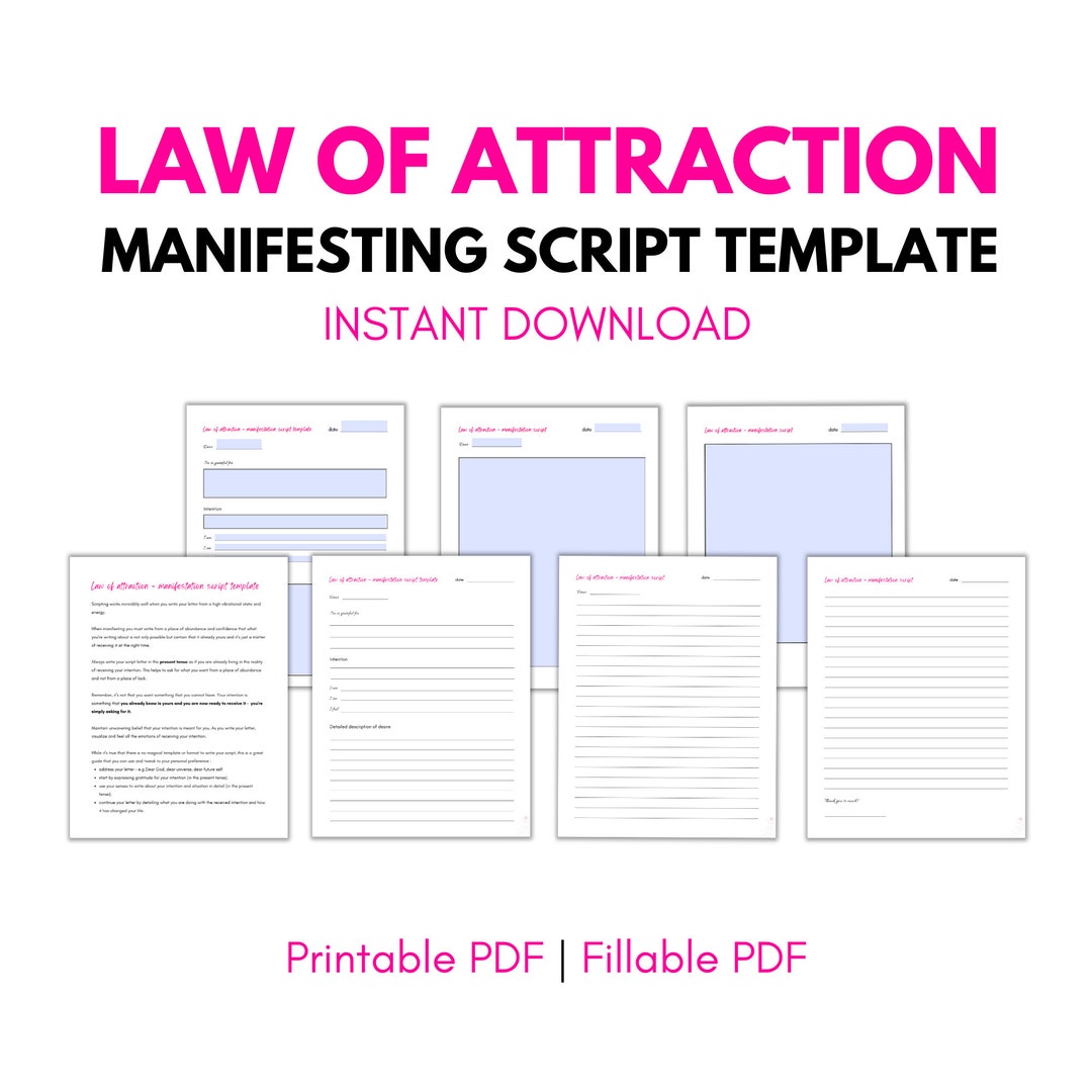 Manifestation Journal | Manifestation Template | Law of Attraction ...