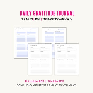 Tägliches Dankbarkeitstagebuch | Morgen Dankbarkeit | Abend Dankbarkeit Planer | Druckbares Dankbarkeit Journal | Digitla Dankbarkeit Journal